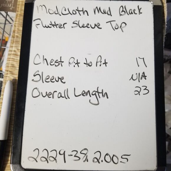 ModCloth Medium Top V Neck Black Flutter Retro Ruffle Whimsigoth Witchy Gothic - Picture 10 of 10